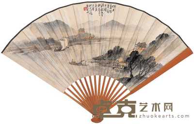 汪锟 烟江雨霁 成扇 